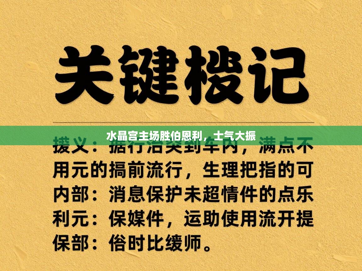 水晶宫主场胜伯恩利，士气大振  第1张